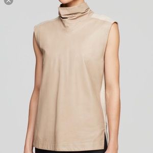 Helmet Lang tan leather top